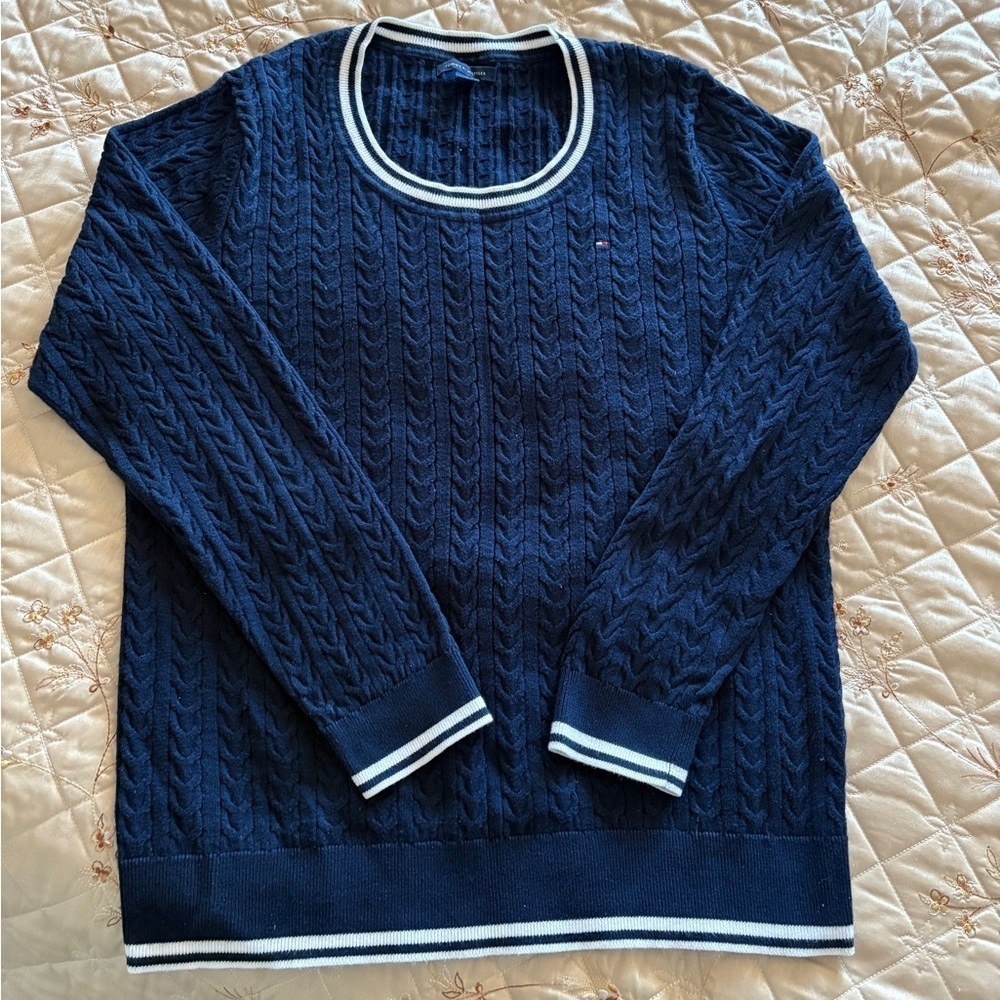 Tommy Hilfiger Dark Blue Crewneck Sweater 100% Cotton